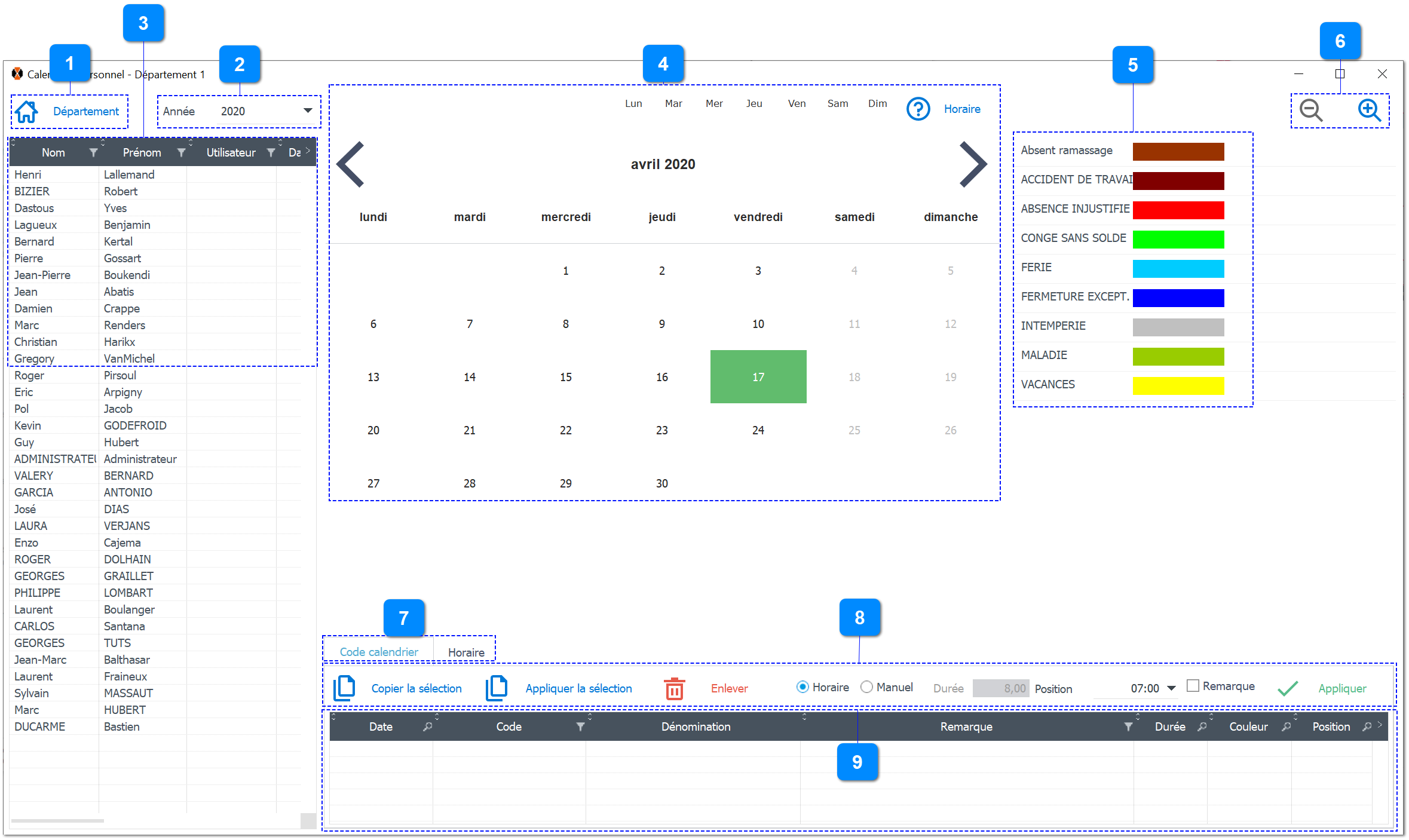 Calendrier Personnel - Code calendrier