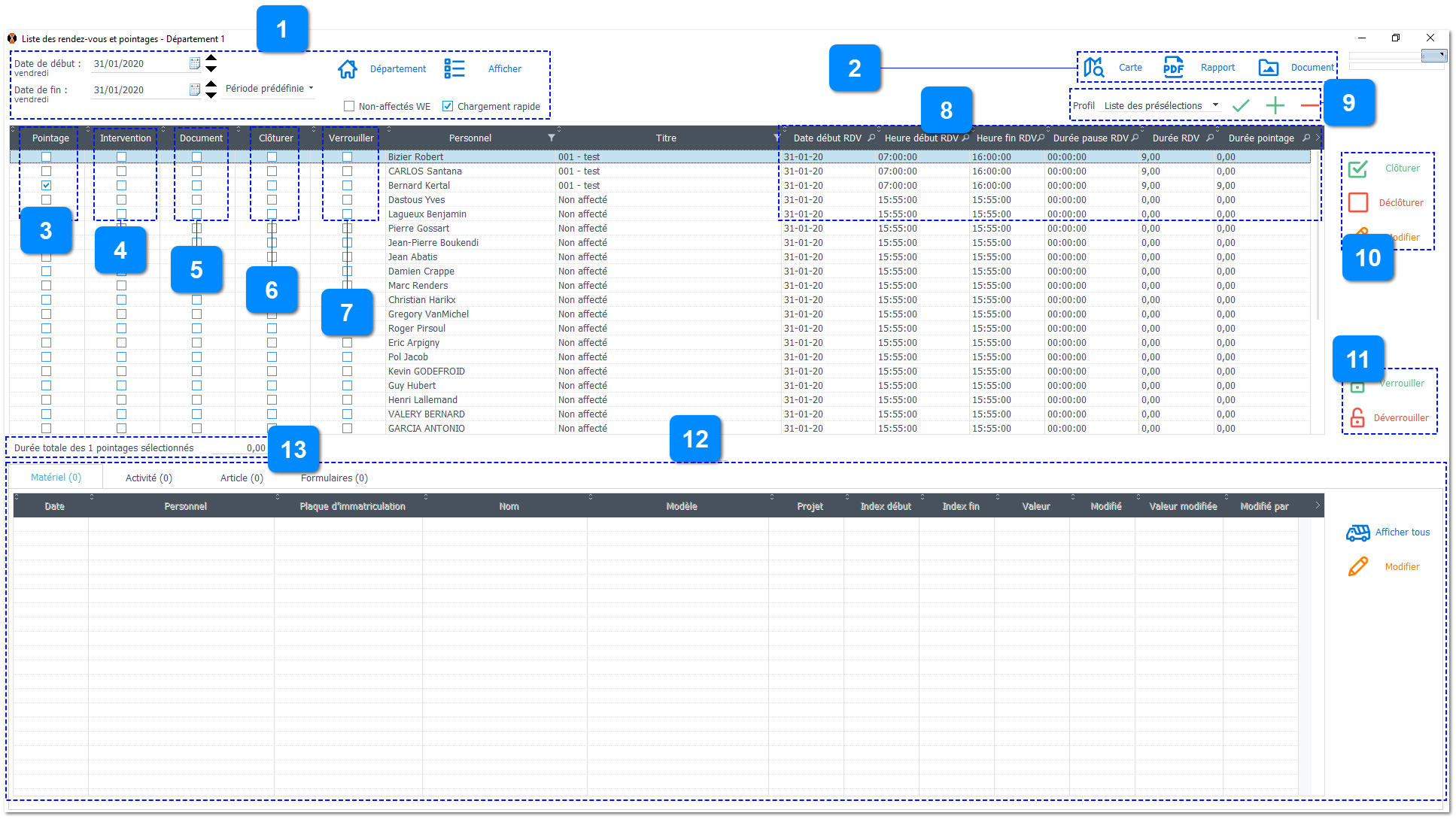 Gestion du pointage