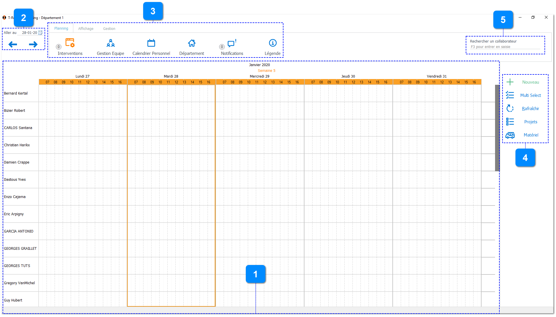 Page principale - Planning